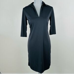 Express SZ 1/2 Classic Black Collared V-Neck Sheath Dress 3/4 Sleeve Party